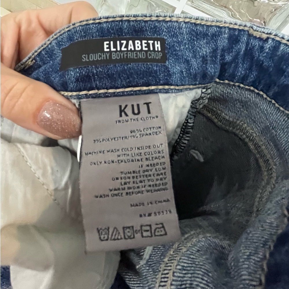 Kut From The Kloth Elizabeth Slouchy Boyfriend Crop Size 6 - Picture 7 of 7